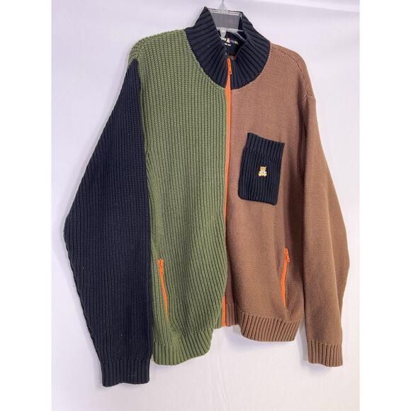 Teddy Fresh Cardigan Mens Large Sweater Retro Colorblock Preppy Classic Grandpa - Picture 10 of 16